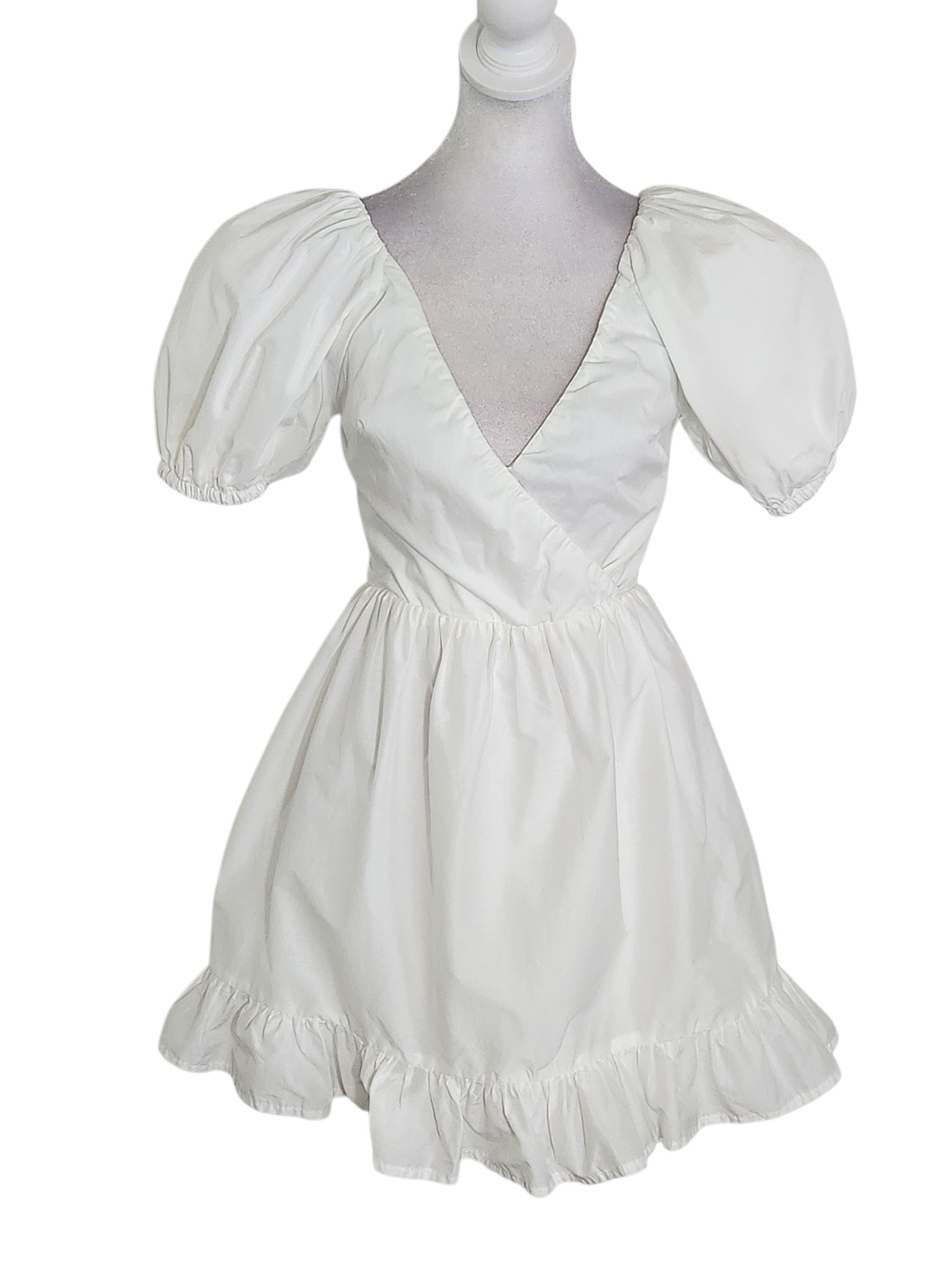 Alamour the Label White Puffy Sleeve Mini Dress Size Small